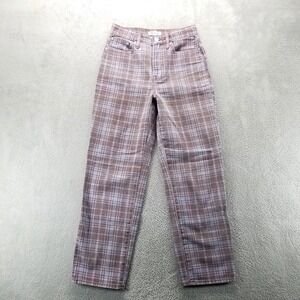 Madewell‎ Jeans Womens 26 Purple Straight The Perfect Vintage Plaid School Denim